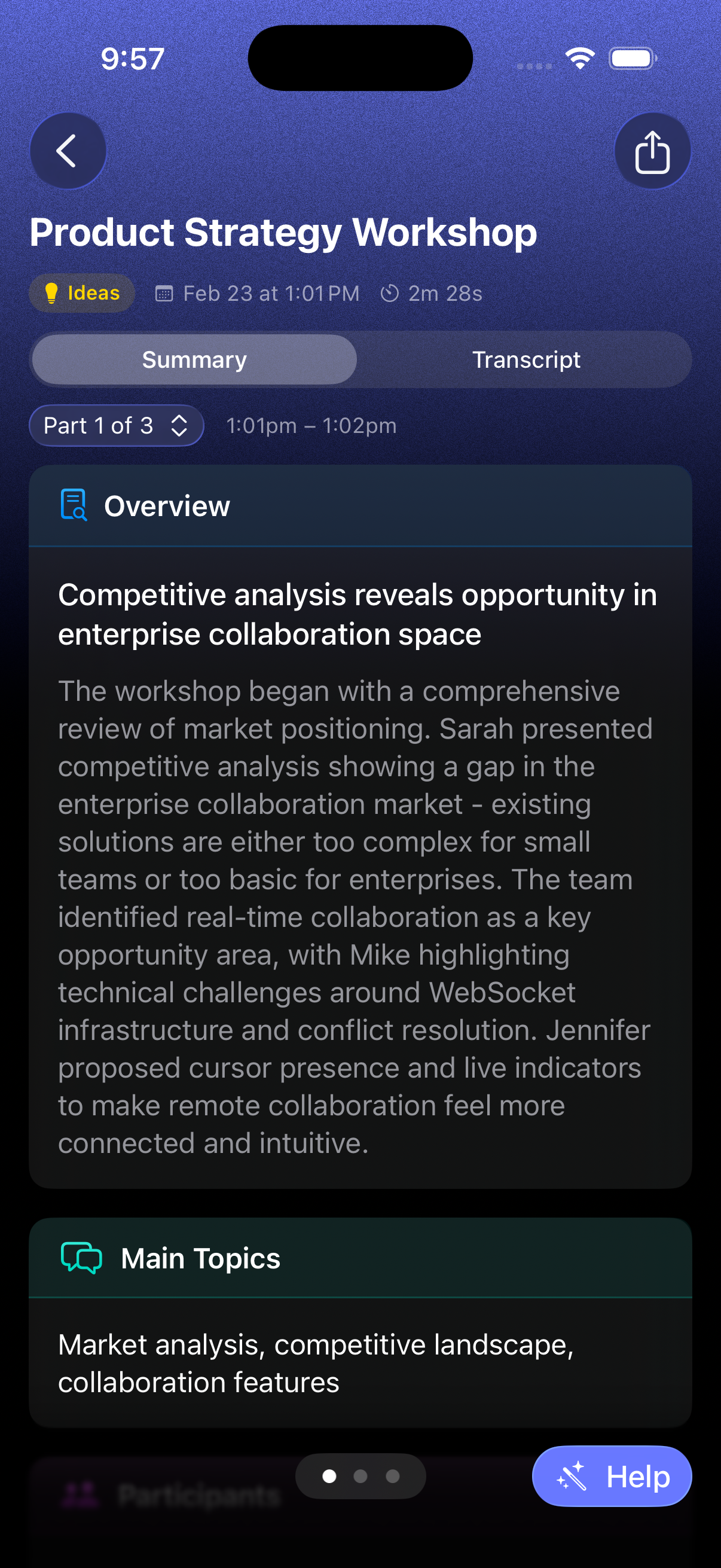 Multi-part summaries
